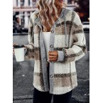 Plaid Pattern Hooded...