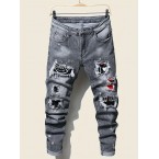 Slim Fit Patchwork J...