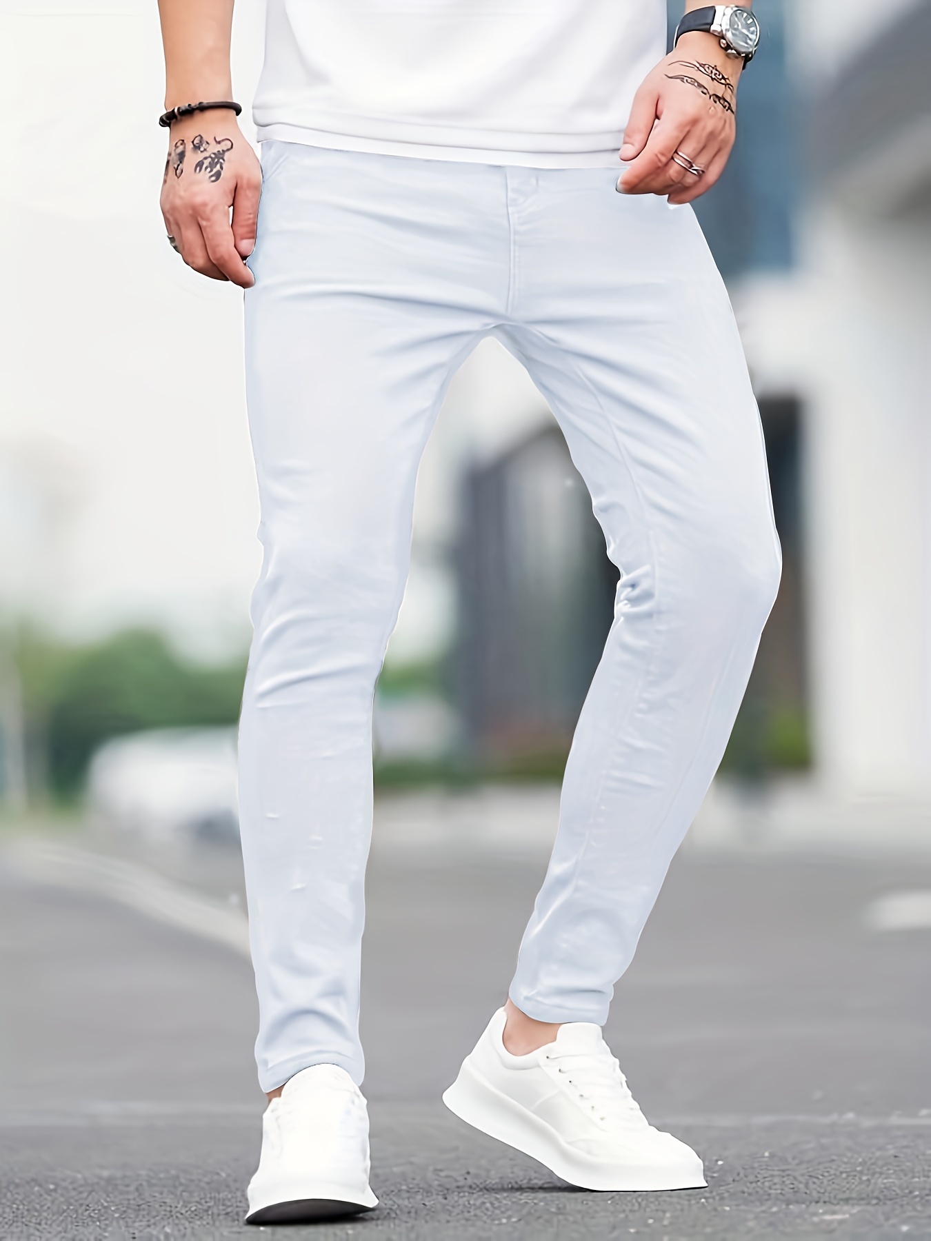 slim fit all match jeans mens casual street style medium stretch denim pants for all seasons details 11