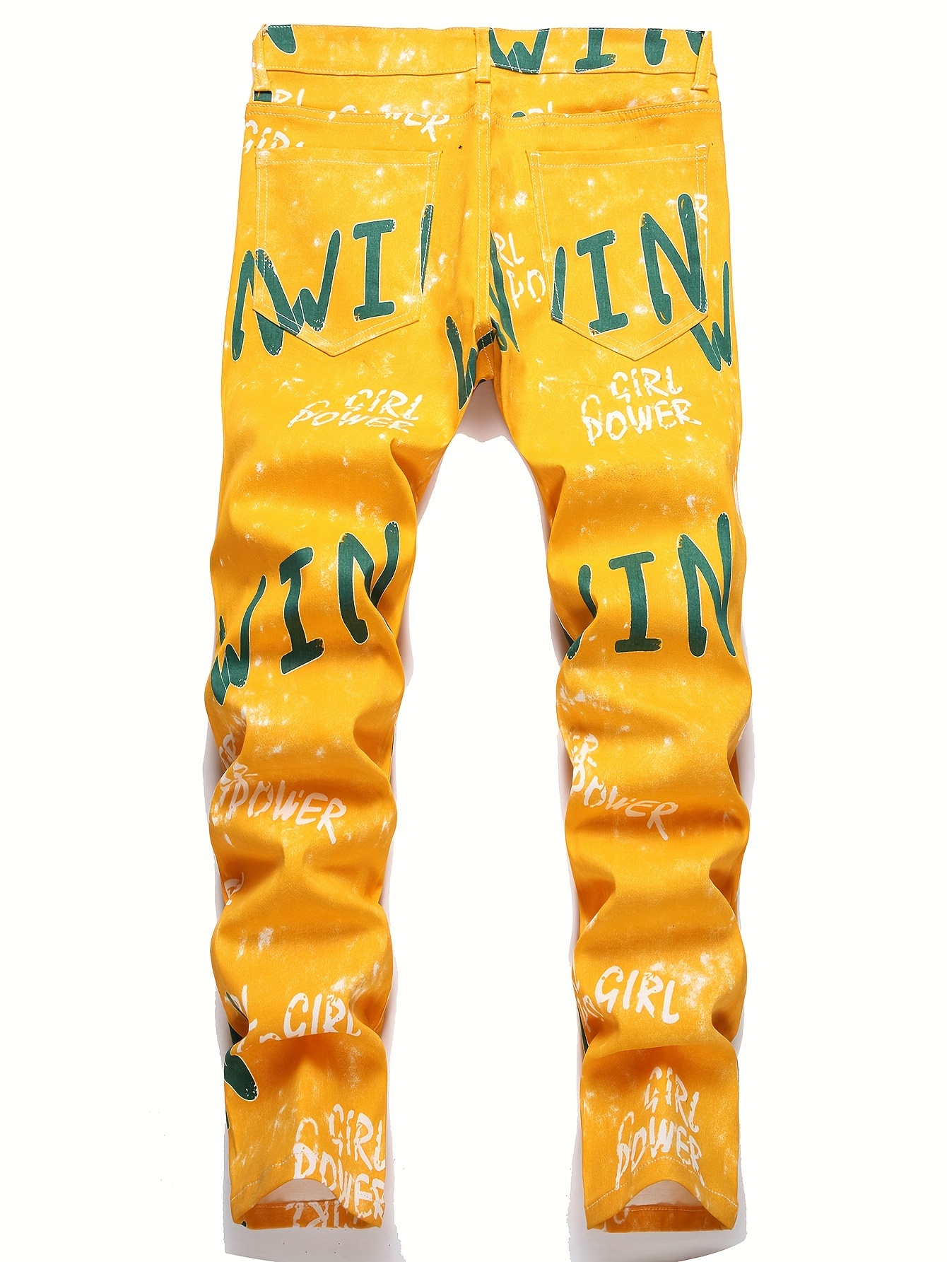 mens casual letter print jeans chic street style stretch jeans details 0